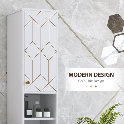 HOMCOM Tall Bathroom Storage Cabinet with Doors, Slim Bathroom Storage Unit with Adjustable Shelves, Freestanding Bathroom Storage Unit, White 