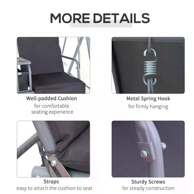 Outsunny Steel Frame 2-Seater  Swing Chair w/ Table Grey 