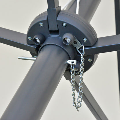 Outsunny 4.4m Double-Sided Sun Umbrella Patio Parasol LED Solar Lights Cream White 