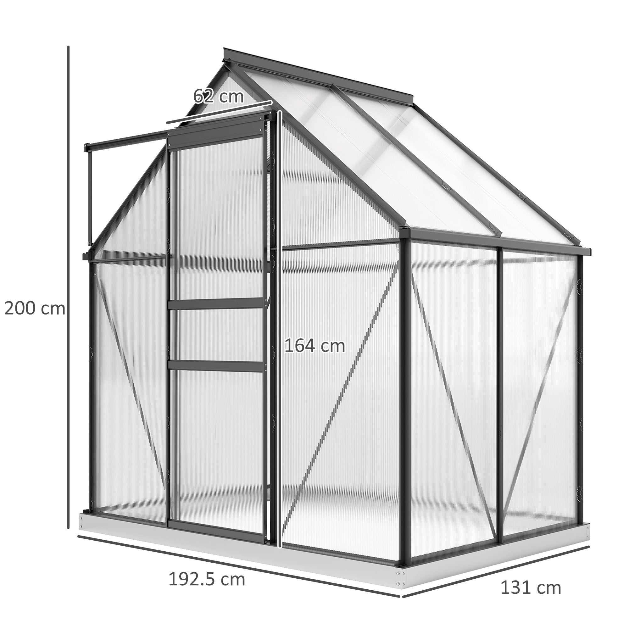 Outsunny 192.5 x 131cm Walk-In Polycarbonate Greenhouse