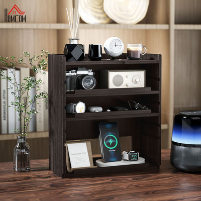 HOMCOM Four-Tier Desktop Organiser - Dark Brown 