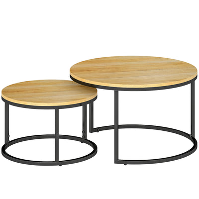 HOMCOM Set of Two Wood-Effect Stacking Tables - Natural 