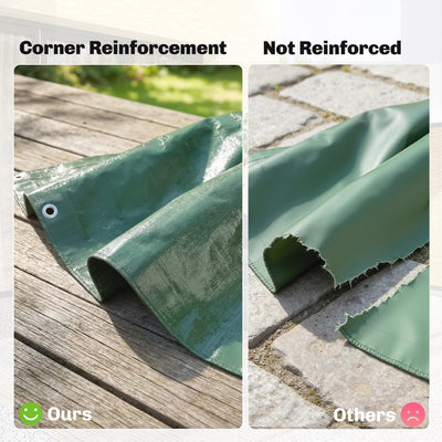 Outsunny 4 x 6m Waterproof Tarpaulin, 90GSM Tear-Resistant PE Tarp with Reinforced Grommets, UV Protected Cover 