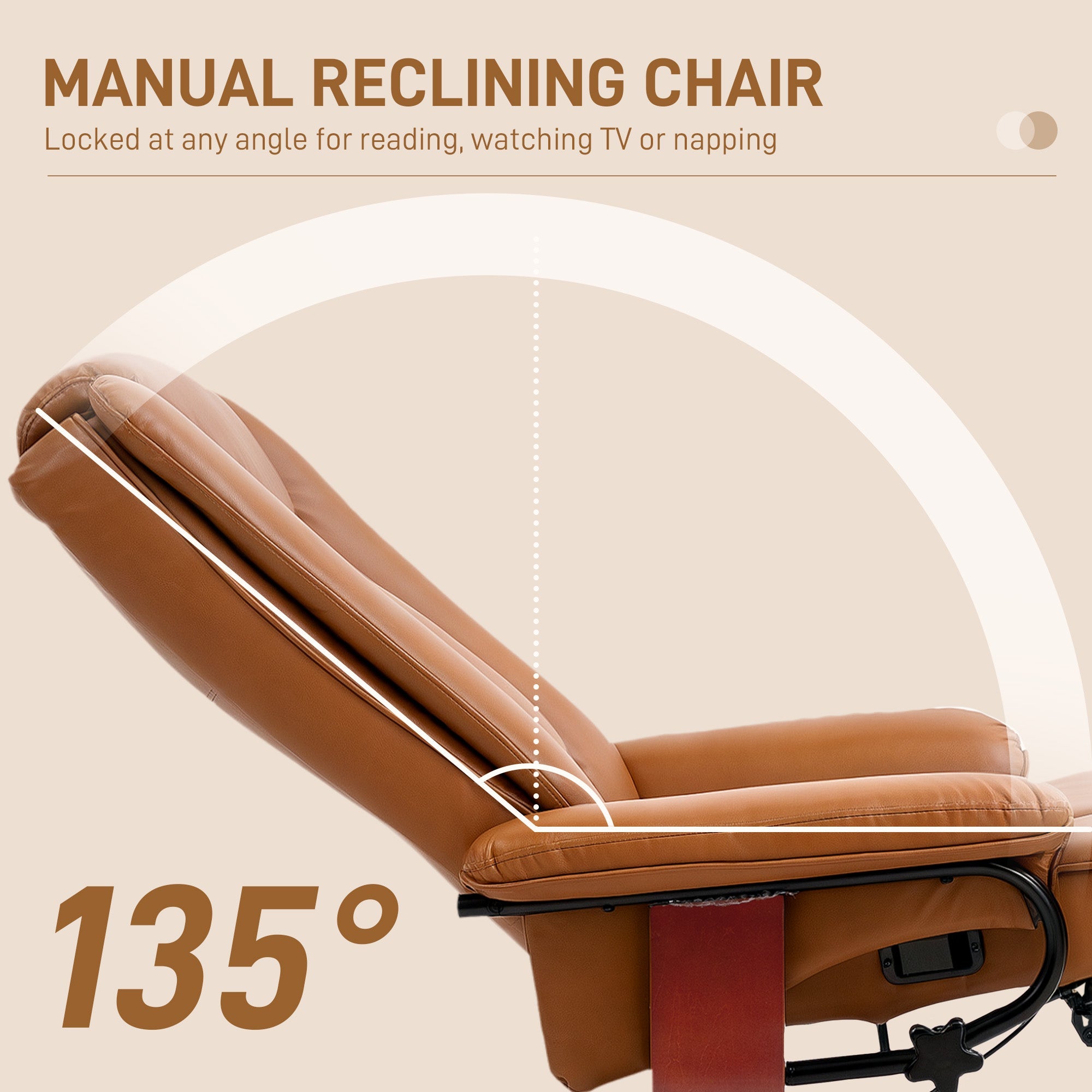 HOMCOM Faux Leather Recliner Chair - Brown 