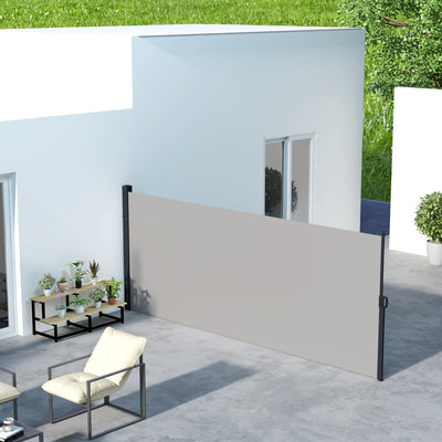 Outsunny Retractable Side Awning, Outdoor Privacy Screen for Garden, Hot Tub, Balcony, Terrace, Pool, 400 x 180cm, Light Grey 