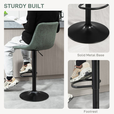 HOMCOM Set of Two Retro Tub Bar Stools - Green 