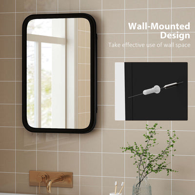 HOMCOM Bathroom Wall Cabinet with Tempered Mirror Metal Bathroom Mirror Cabinet with 3 Shelves Black 