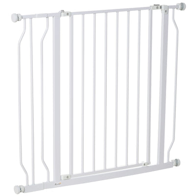 PawHut Wide Dog Safety Gate, with Door Pressure, for Doorways, Hallways, Staircases - White 