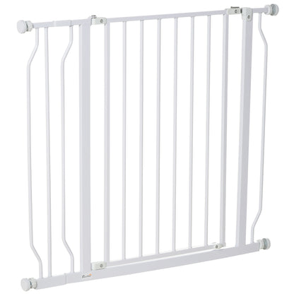 PawHut Wide Dog Safety Gate, with Door Pressure, for Doorways, Hallways, Staircases - White