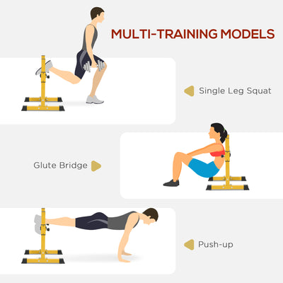SPORTNOW Bulgarian Split Squat Stand, 12-Level Adjustable Single Leg Squat Machine with Foam Roller and Anti-Slip Pads for Lower Body Strength Training, Yellow 