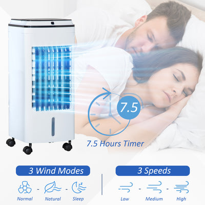 HOMCOM 3-in-1 Evaporative Air Cooler with 4L Water Tank, Portable Fan Cooler with Automatic Oscillation, Timer, Remote, White 