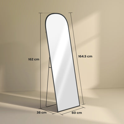 HOMCOM 165cm Aluminium Frame Standing Mirror - Black 