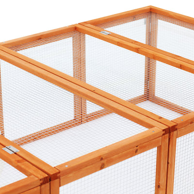 PawHut Wooden Rabbit Hutch Cage 6ft with Wire Mesh, Openable Roof, Play Space for Outdoor, Natural Wood Finish 