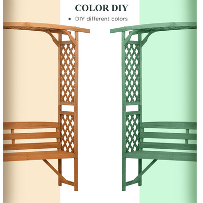 Outsunny Garden Bench, Wooden Garden Arbour with Seat for Vines/Climbing Plants, Brown