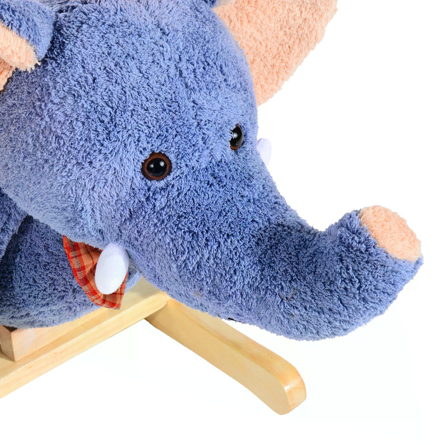 HOMCOM Children Rocking Seat with Sound, Elephant-Blue/Beige 