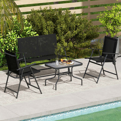 Outsunny 4 Pieces Patio Furniture Set - Black 