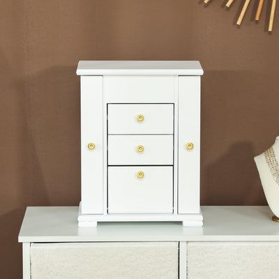 HOMCOM 4-Tier Jewellery Box with Mirror and 2 Drawers - White 
