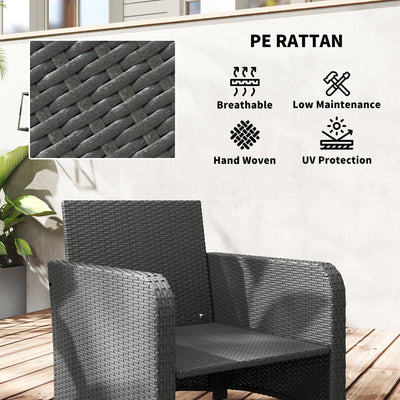 Outsunny Five Piece Rattan Garden Furniture Set with 2-Tier Coffee Table and Ottomans  - Cream White 