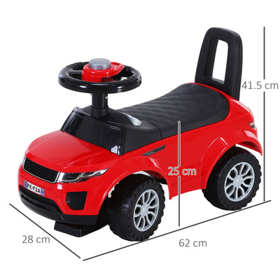 HOMCOM 3-in-1 Ride On Car Foot To Floor Slider Toddler w/ Horn Steering Wheel NO POWER Manual Under Seat Storage Safe Design for 1-3 Year Old Red 
