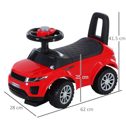 HOMCOM 3-in-1 Ride On Car Foot To Floor Slider Toddler w/ Horn Steering Wheel NO POWER Manual Under Seat Storage Safe Design for 1-3 Year Old Red 