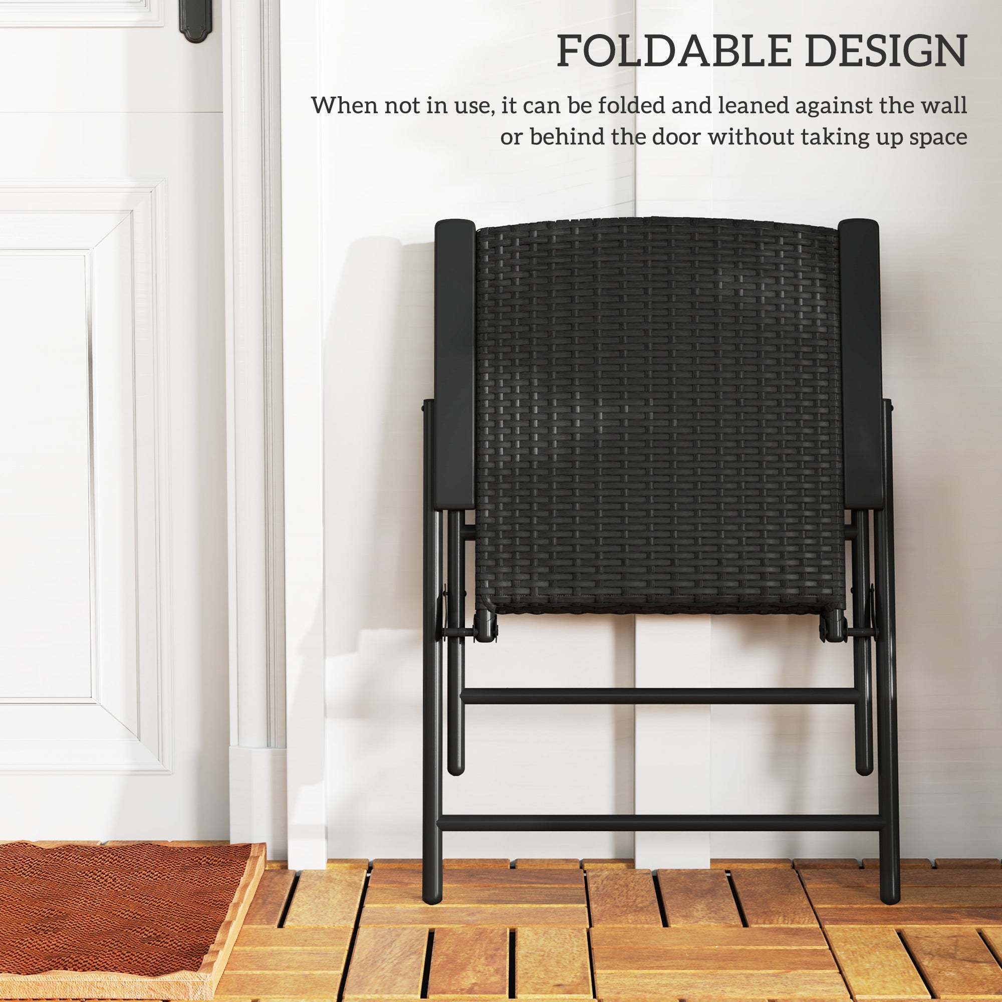 Outsunny Set of Two Folding Rattan Seat Chairs - Black 