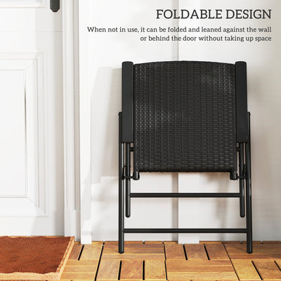 Outsunny Set of Two Folding Rattan Seat Chairs - Black 