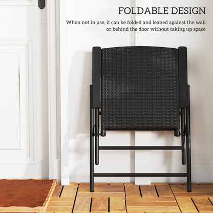 Outsunny Set of Two Folding Rattan Seat Chairs - Black 