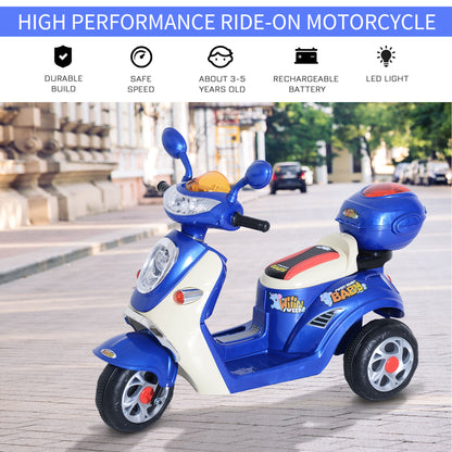 HOMCOM Kids Electric Ride On Toy Car 6V Electric Motorbike with Chargeable Battery Headlight and Music for 3-5 Years - Blue 