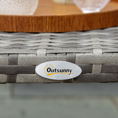 Outsunny PE Wicker Rattan Garden Coffee Table - Mixed Grey 