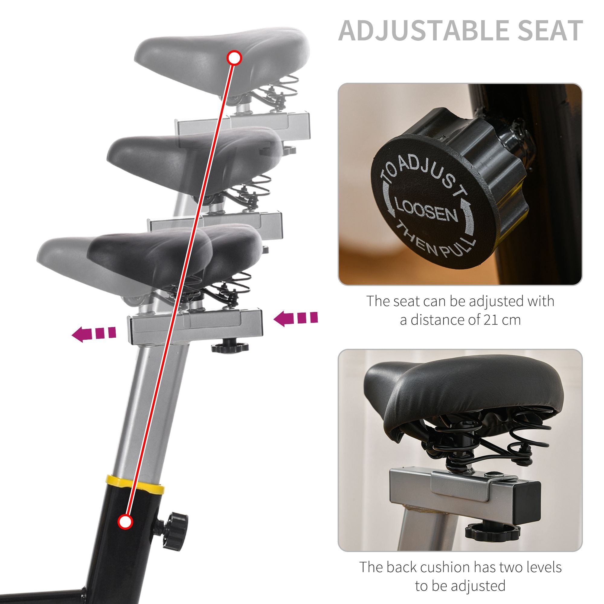 HOMCOM Exercise Bike, with 6kg Flywheel Belt Drive, Adjustable Resistance, LCD Display - Yellow 
