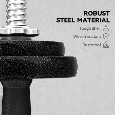 SPORTNOW 2-in-1 Adjustable Dumbbells Set, 20kg Cast Iron Weights Dumbbells Set with Non-Slip Grip for Strength Training, Weight Lifting, Bodybuilding, Home Gym Workout Equipment for Men & Women 