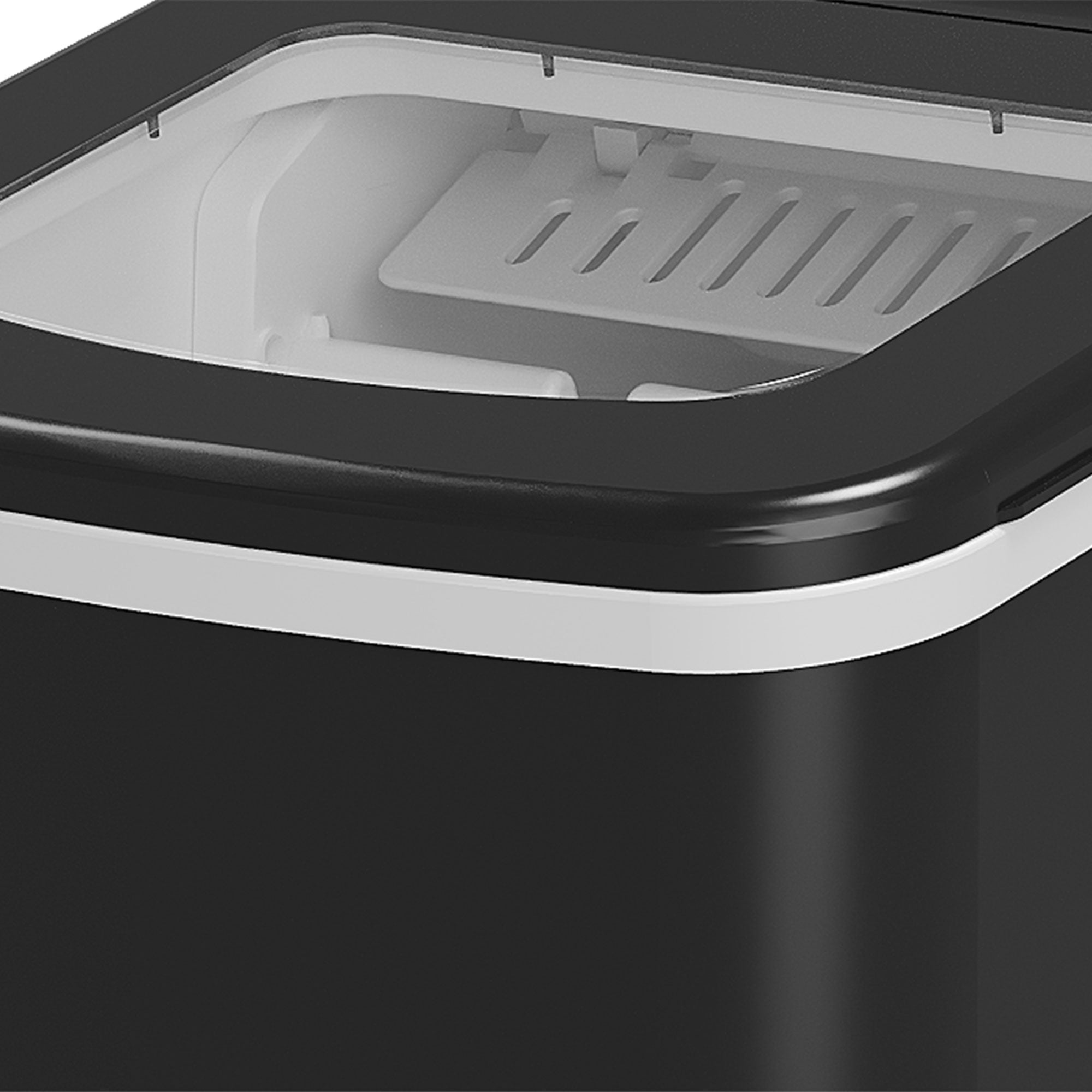 HOMCOM Portable Ice Maker Countertop, Bullet Ice Cube Machine, 9 Ice Cubes per 8 Minutes, Automatic Cleaning, Visible Window Scoop and Basket for Kitchen, Office, Bar, Black 