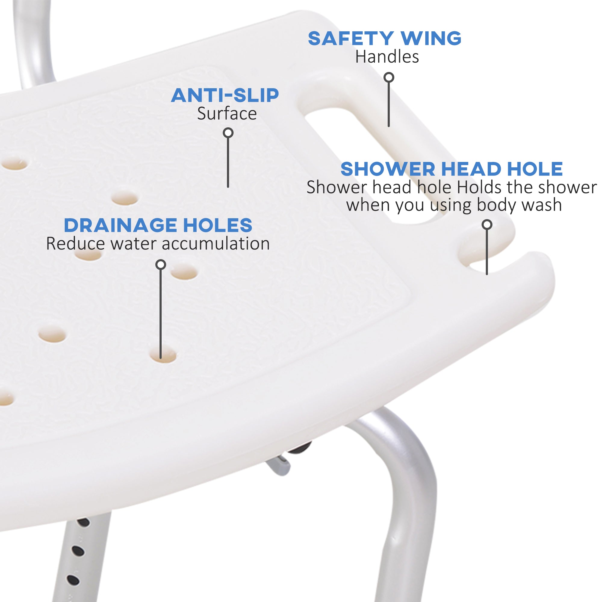 HOMCOM Bath Chair Shower Stool Safety Seat Bathroom Adjustable Positions Elderly Aids 
