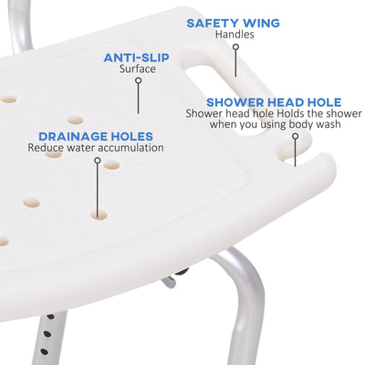 HOMCOM Bath Chair Shower Stool Safety Seat Bathroom Adjustable Positions Elderly Aids 