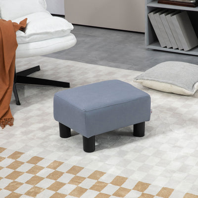 HOMCOM Microfiber Cloth Footstool, Small Foot Rest, Rectangle Sofa Stool for Bedroom Living Room, Grey 