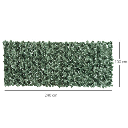 Outsunny 1-Piece Artificial Leaf Hedge Screen Privacy Fence Panel for Garden Outdoor Indoor Decor, Dark Green, 2.4M x 1M 