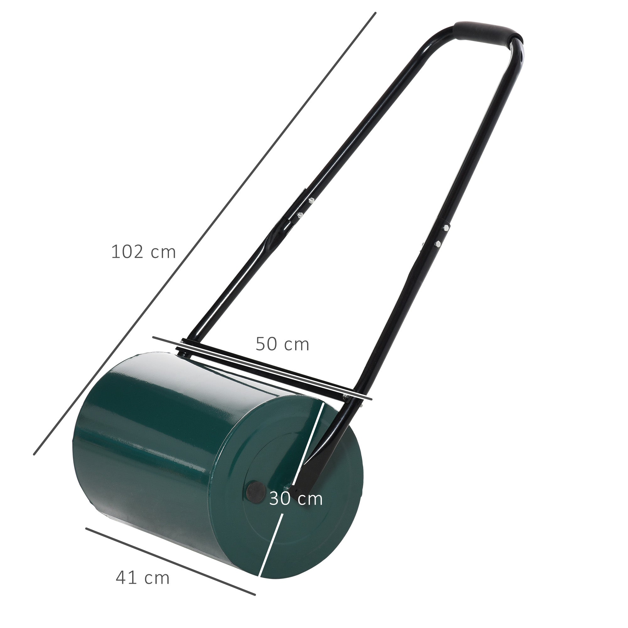 Outsunny 30 L Heavy Duty Water Or Sand Filled Φ30cm Garden Steel Lawn Roller Drum - Dark Green 
