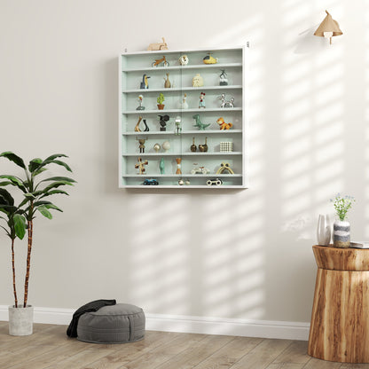 HOMCOM Six Shelf Display Cabinet, with Glass Doors - White 