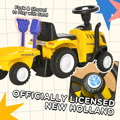 HOMCOM Ride On Tractor Toddler Walker Foot To Floor Slider w/ Horn Storage Steering Wheel for 1-3 Years Old Yellow 