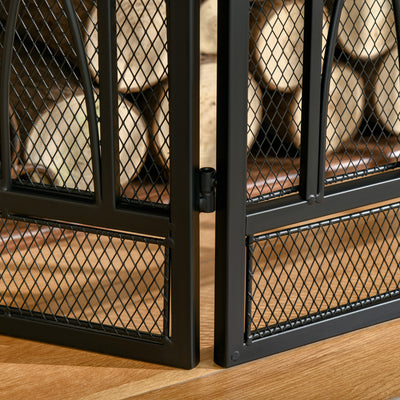 HOMCOM 126cm 3-Panel Metal Folding Fireplace Screen Heat Flame Protective Guard Child Pet Home Spark Barrier Surround w/ Mesh Pattern 