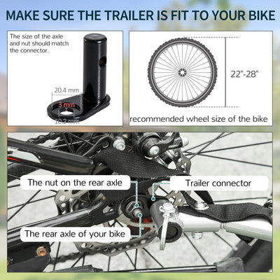 HOMCOM Two-Wheel Bicycle Large Cargo Wagon Trailer Oxford Fabric, Folding Storage, & Removable Cover, Red&Black 
