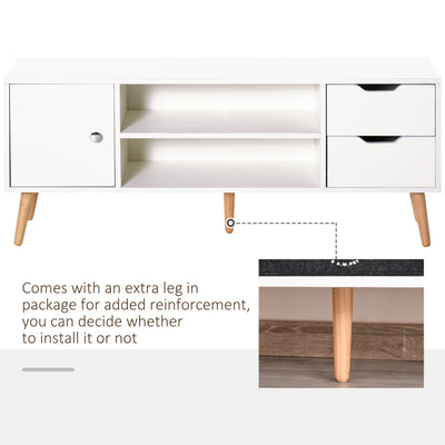HOMCOM TV Stand for TVs up to 50", TV Console Cabinet with Open Storage Shelf and Drawers for Living Room, Entertainment Room and Bedroom, White 