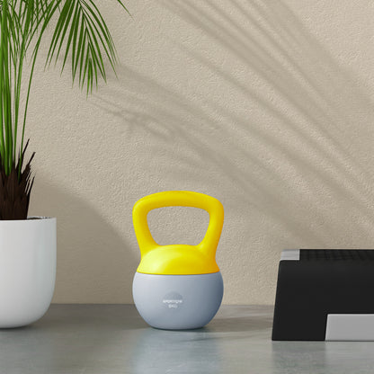 SPORTNOW Soft Kettlebell, 8kg Kettle Bell with Non-Slip Handle for Home Gym Weight Lifting and Strength Training, Yellow and Grey 