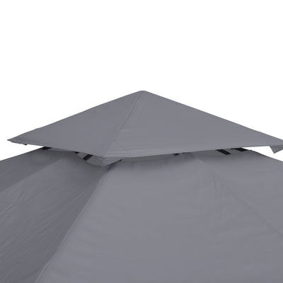 Outsunny 3(m) Gazebo Top Cover Double Tier Canopy Replacement Pavilion Roof Deep Grey 