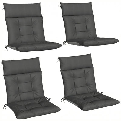Outsunny Patio Chair Cushions Set of 4, Waterproof Non-Slip Lounge Chair Cushions, 112x53cm, Dark Grey 