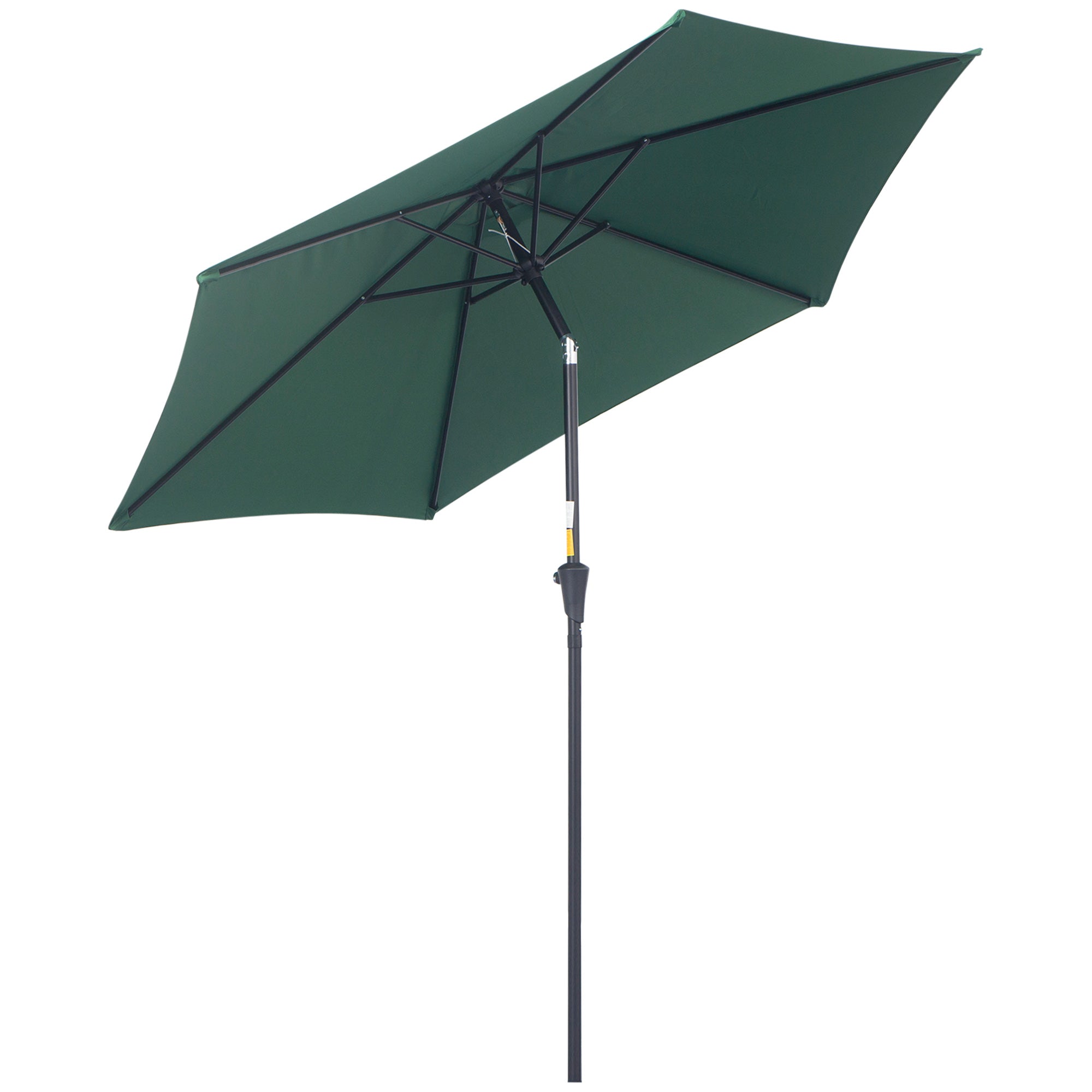 Outsunny 2.6M Garden Parasol Umbrella with Tilt and Crank, Outdoor Sun Parasol Sunshade Shelter with Aluminium Frame, Green 