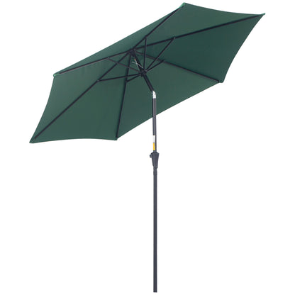 Outsunny 2.6M Garden Parasol Umbrella with Tilt and Crank, Outdoor Sun Parasol Sunshade Shelter with Aluminium Frame, Green 