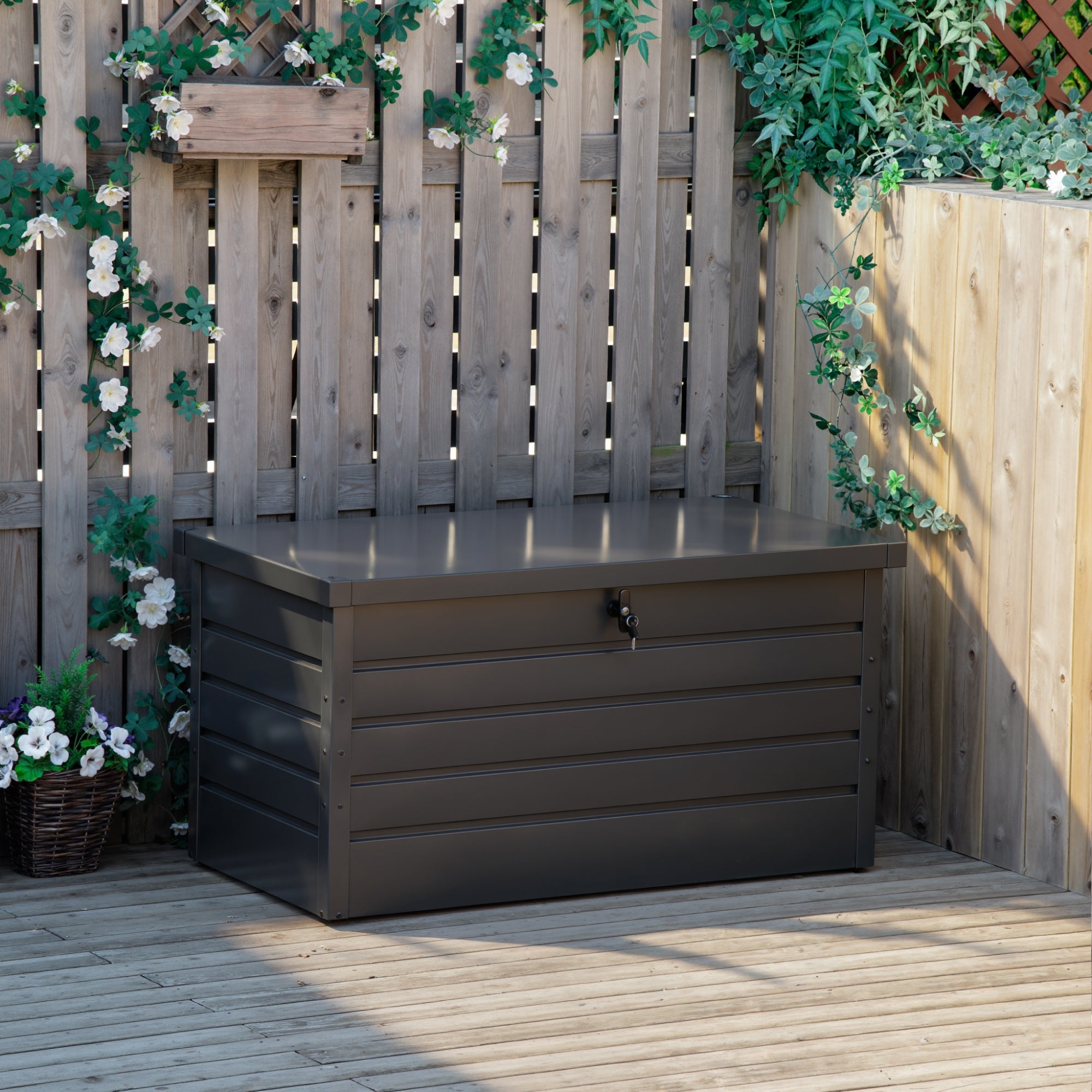 Outsunny 311L Galvanised Steel Garden Storage Box - Dark Grey 