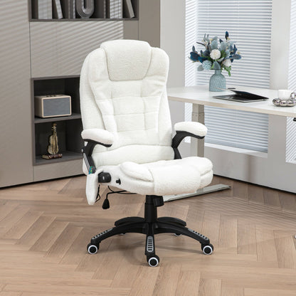 Vinsetto Boucle Six-Point Massage Office Chair - White 