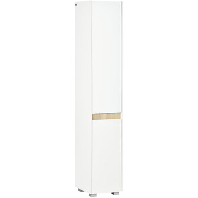 kleankin Tall Bathroom Cabinet with Adjustable Shelves, 5-Tier Modern Freestanding Tallboy with Storage Cabinets, White 